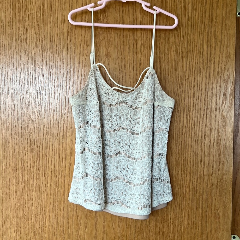 Lace white spaghetti strip shirt